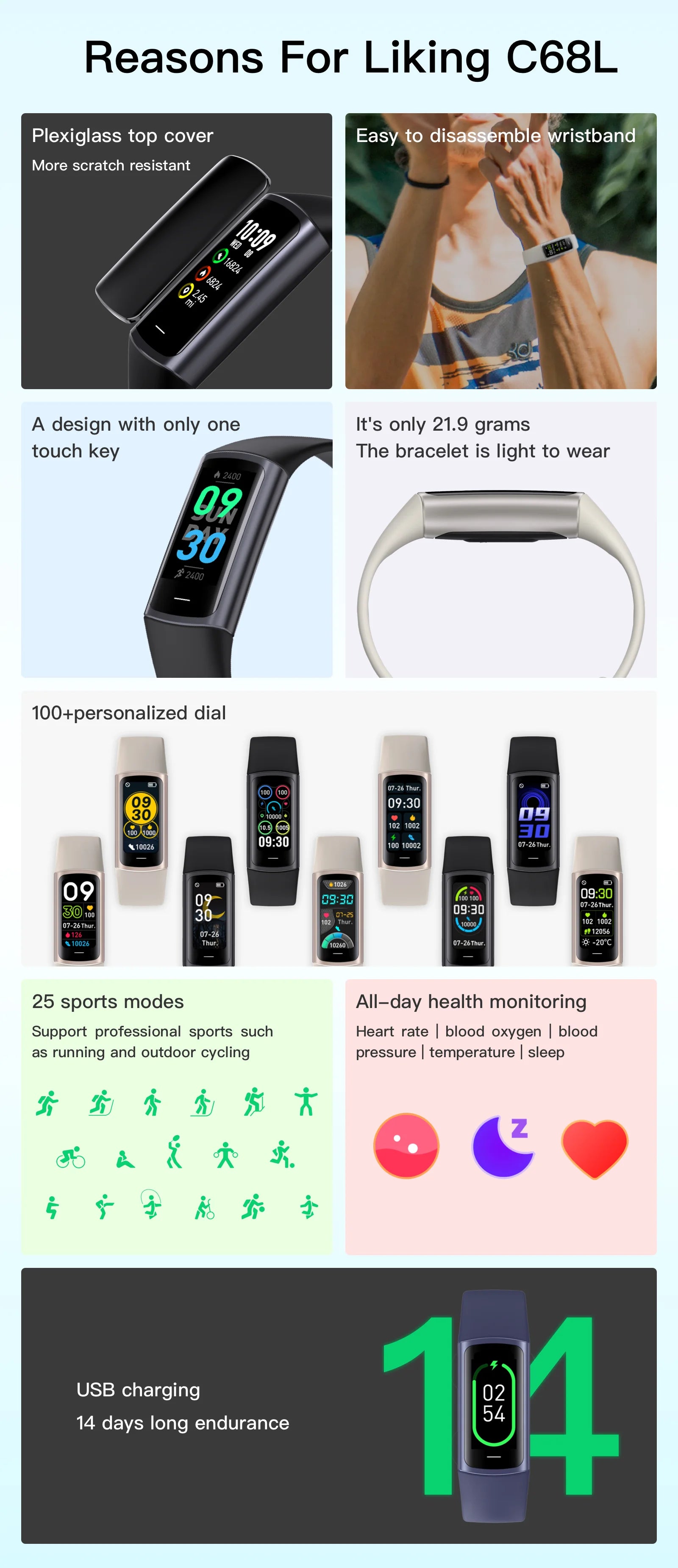 LIGE Smartwatch Sports Fitness Tracker Smart Watch For Men Women Heart Rate Blood Oxygen Sleep Monitor Waterproof Smart Bracelet