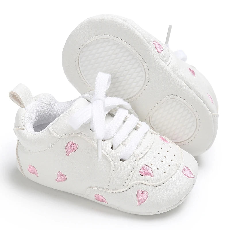 Cute infant baby girl crib shoes by I YAN, soft sole prewalker sneakers for toddlers 0-18 months, ideal for first steps.