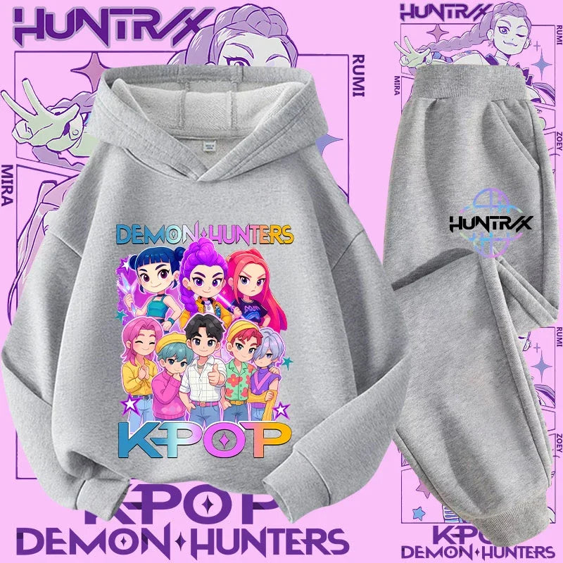 K-Pop Devil Hunter Kids Tracksuit Set – Soft Breathable Hoodie & Pants Girls & Boys Ages 4-13 - I YAN