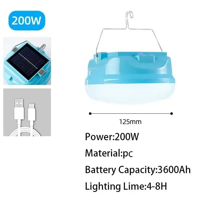 1 piece outdoor solar LED rechargeable lamp, emergency light, magnetic hook-style, camping, fishing, portable lantern, lamp