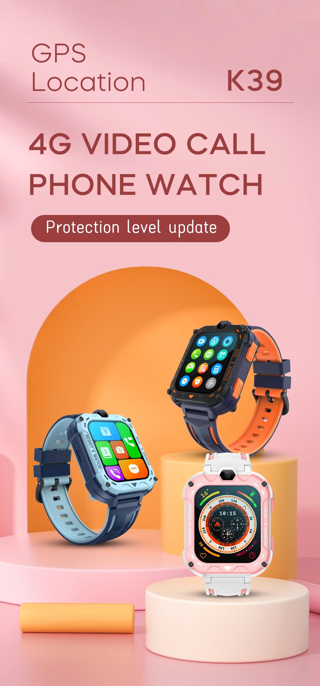 VALDUS 2025 New VK39 4G Children Smartwatch GPS SOS Video Call WIFI SIM Card 0.08Mpix Camera Large Screen 4G Watch For Kids Gift