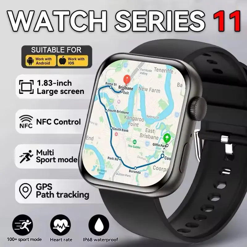 2026 Series 10 GPS Smart Watch – Bluetooth Call Heart Rate Blood Oxygen NFC IP68 Waterproof Smartwatch for Android & iOS - I YAN