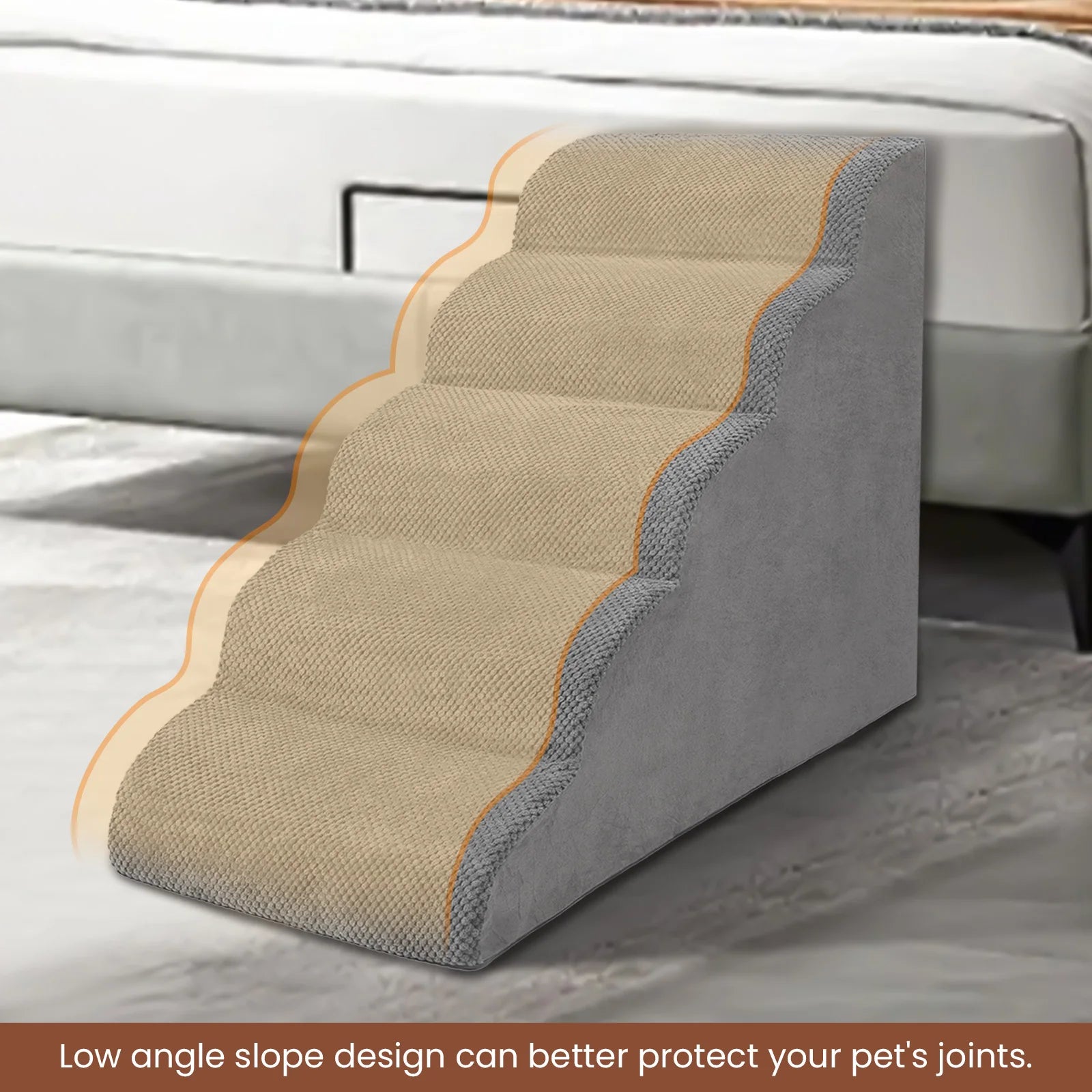 Dog Stairs & Ramp - High-Density Foam Pet Steps, Extra-Wide Non-Slip Orthopedic Dog Ladder with Soft Foam Padding
