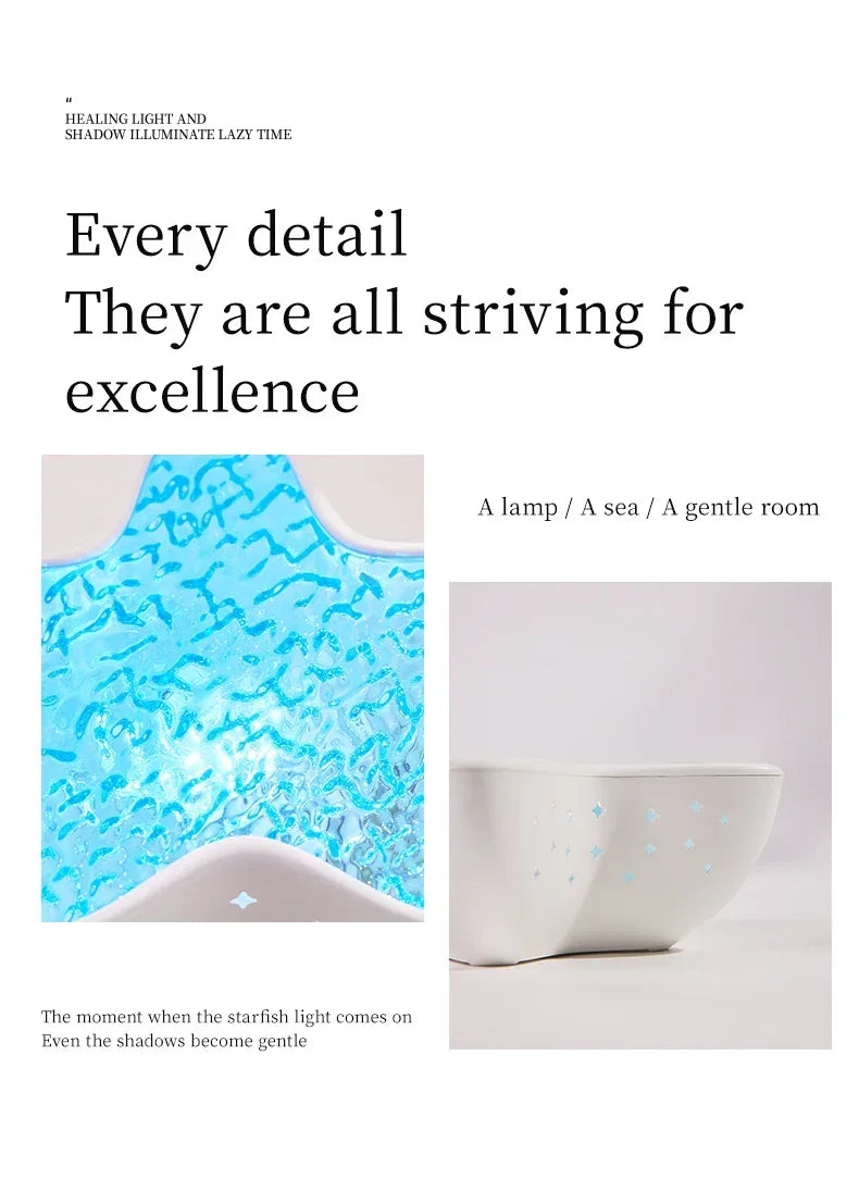 Starfish LED Table Lamp Aurora Projector Lamp Starry Sky Northern Light Bedside Lamps Bedroom Decoration Atmosphere Night Light