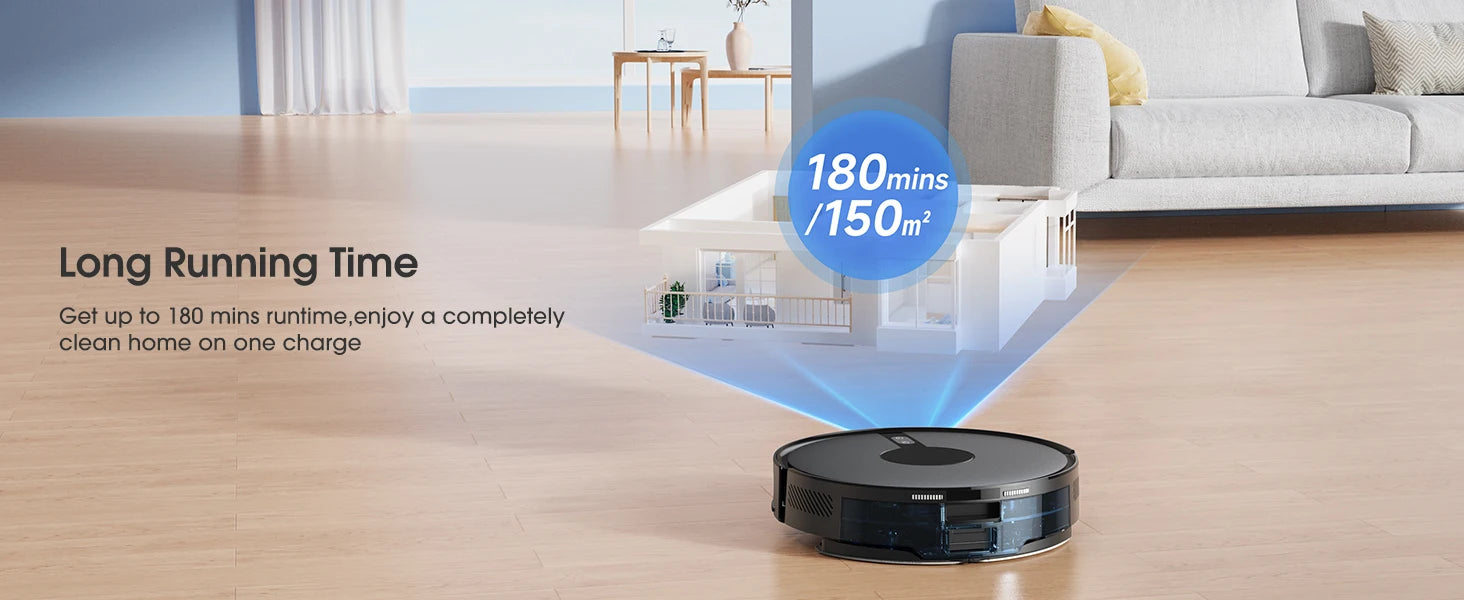 Lubluelu B40 Robot Vacuum and Mop Cleaner, 6000Pa Strong Suction, 180 Mins Long Runtime, APP Control Smart Mapping, 34 No-Go Zon