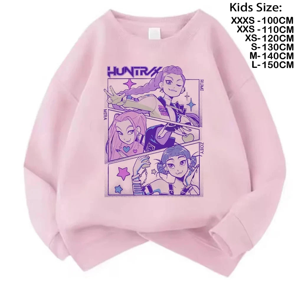 Movie Fans Gift Hoodie Girls Kids Huntrix Kpop Demon Hunters Children's Sweatshirt Cute Tiger Harajuku Hoody for Boys Girls
