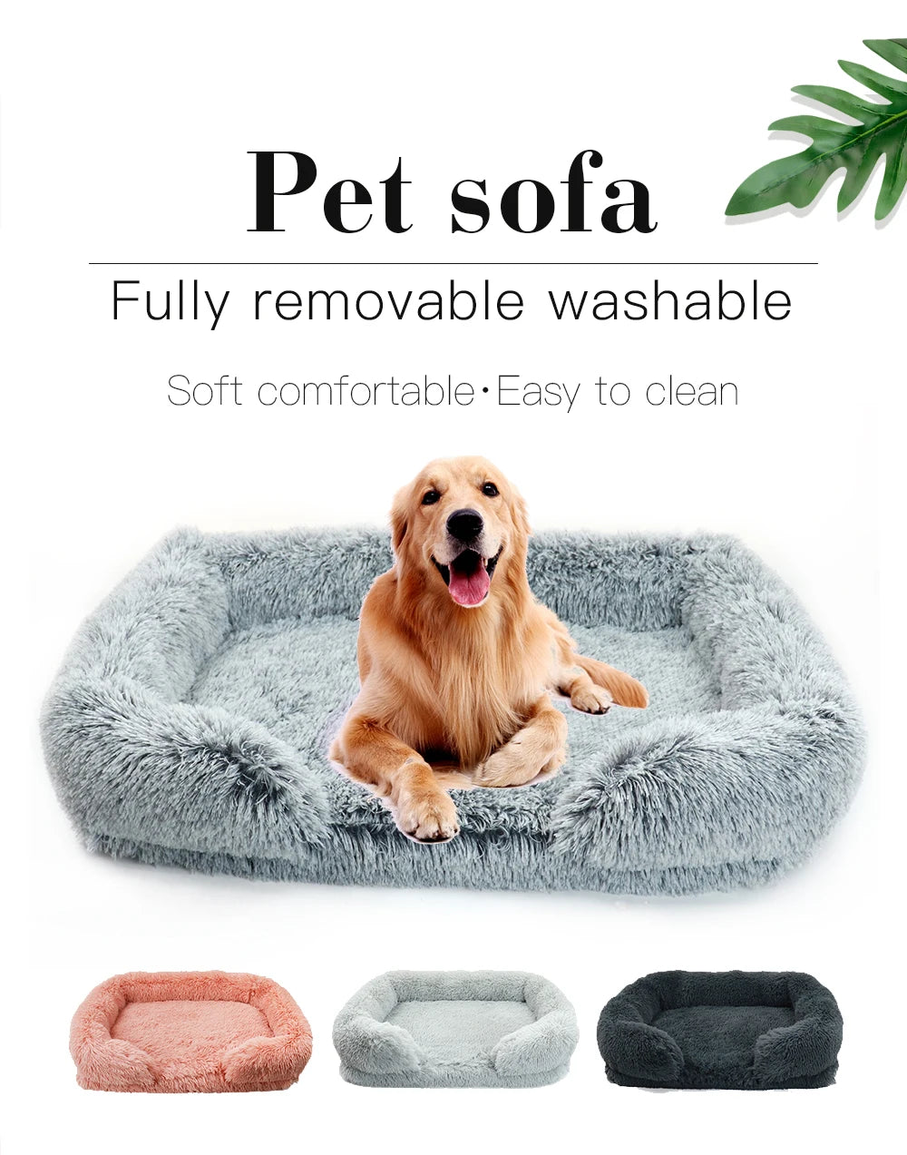 Orthopedic dog bed for large dogs by I YAN with thick egg sponge, plush removable cover, and durable pet furniture design.