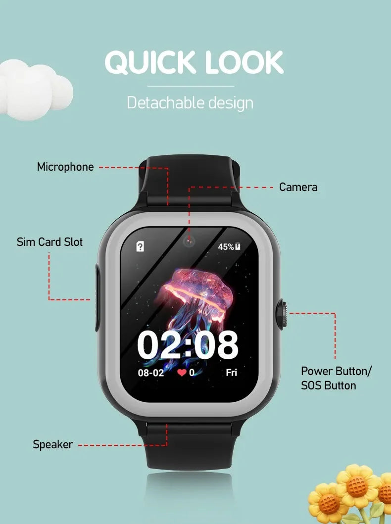 Wonlex KT31 Smart Watch for Children 4G SOS WIFI GPS Tracker AMOLED HD screen Video Call 900mAh Battery Kids SmartWatch Whatsapp