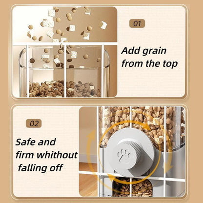 I YAN hanging automatic pet food and water dispenser set with container, bowl, and gravity feeding system for cats and small pets