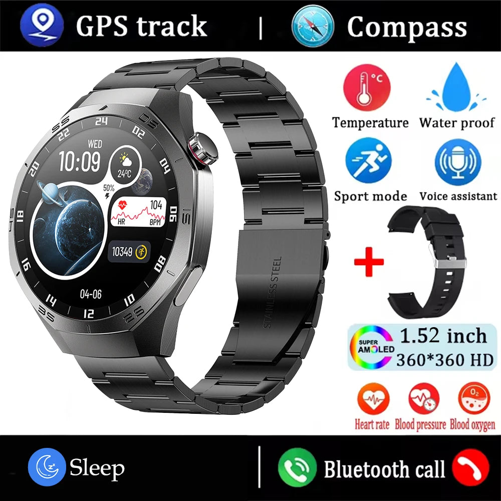 Android and ios Smart Watch Men AMOLED Screen GPS Motion trajectory Heart Rate Bluetooth Calls SmartWatch Waterproof