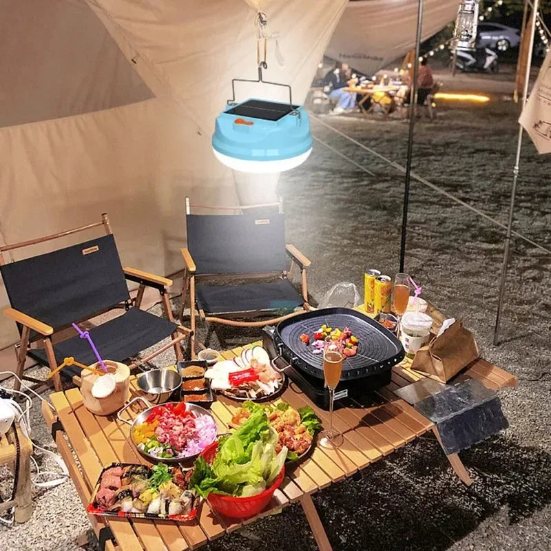 1 piece outdoor solar LED rechargeable lamp, emergency light, magnetic hook-style, camping, fishing, portable lantern, lamp