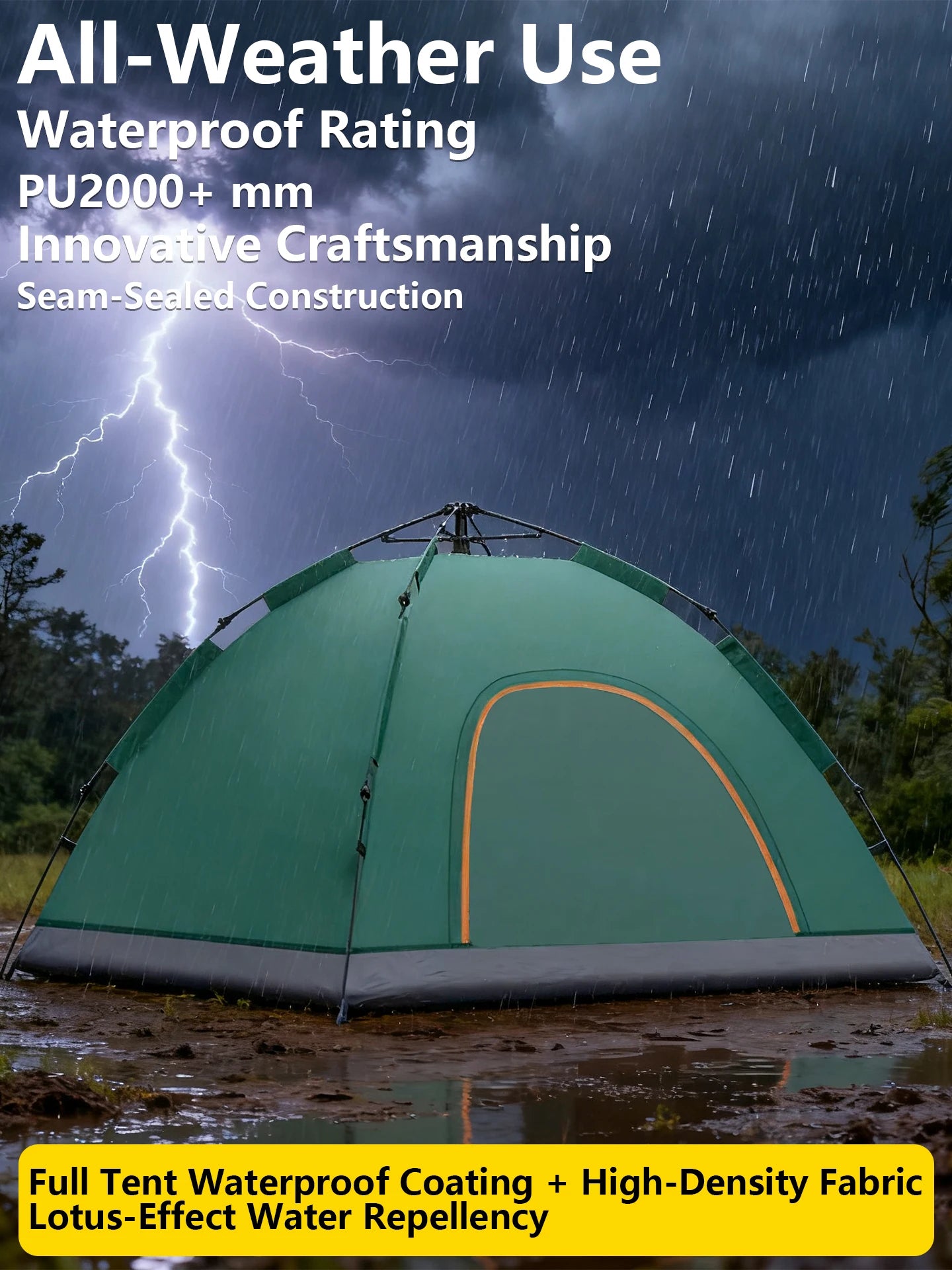 1 Outdoor Camping Tent for Overnight Stay, Fully Automatic, Quick Setup, No Assembly, Foldable, Double Layer