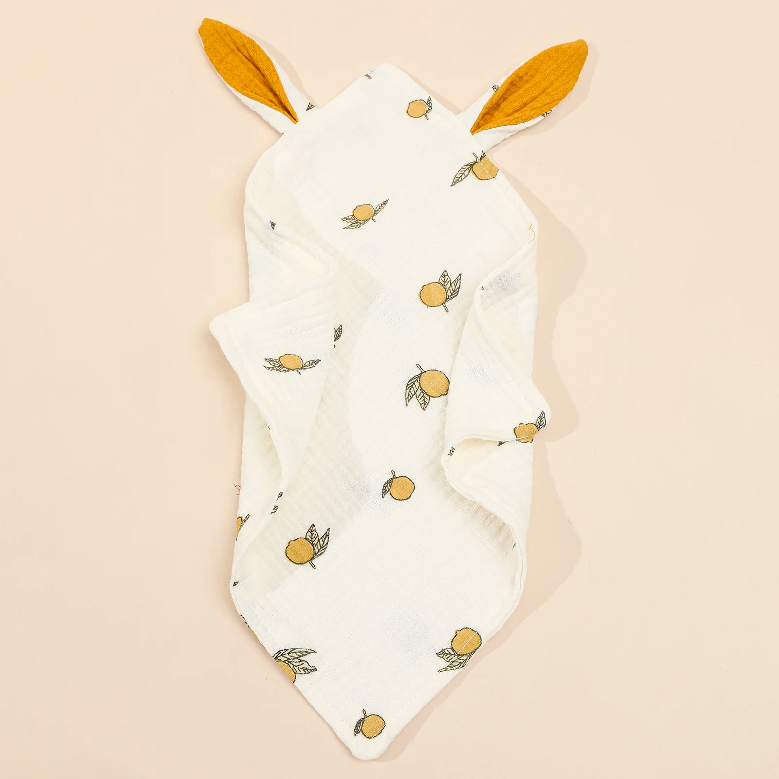 Soft newborn baby cotton muslin comforter with rabbit ear design, ideal for toddlers, bibs, and burp cloths from I YAN.