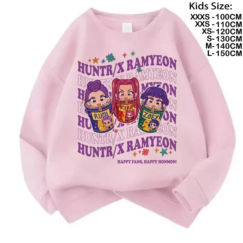 Movie Fans Gift Hoodie Girls Kids Huntrix Kpop Demon Hunters Children's Sweatshirt Cute Tiger Harajuku Hoody for Boys Girls