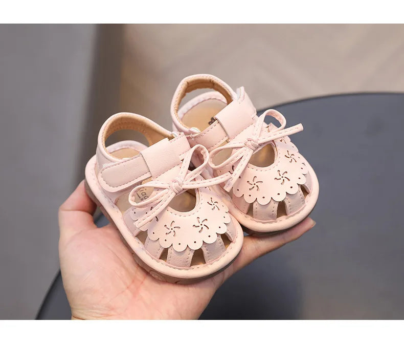 Baby Walking Shoes Package Head Call Sandals Soft Bottom Non-slip Hollow Breathable Casual Shoes 0-2 Years Old Princess Shoes