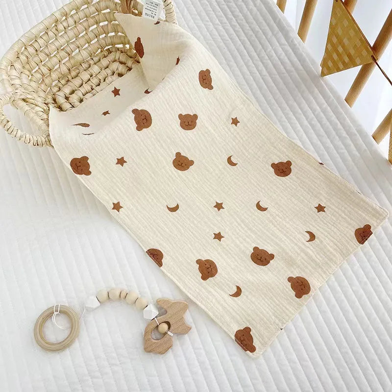 I YAN cotton muslin baby face towel and burp cloth, soft infant washcloth for drooling and hand drying, gentle for newborns.