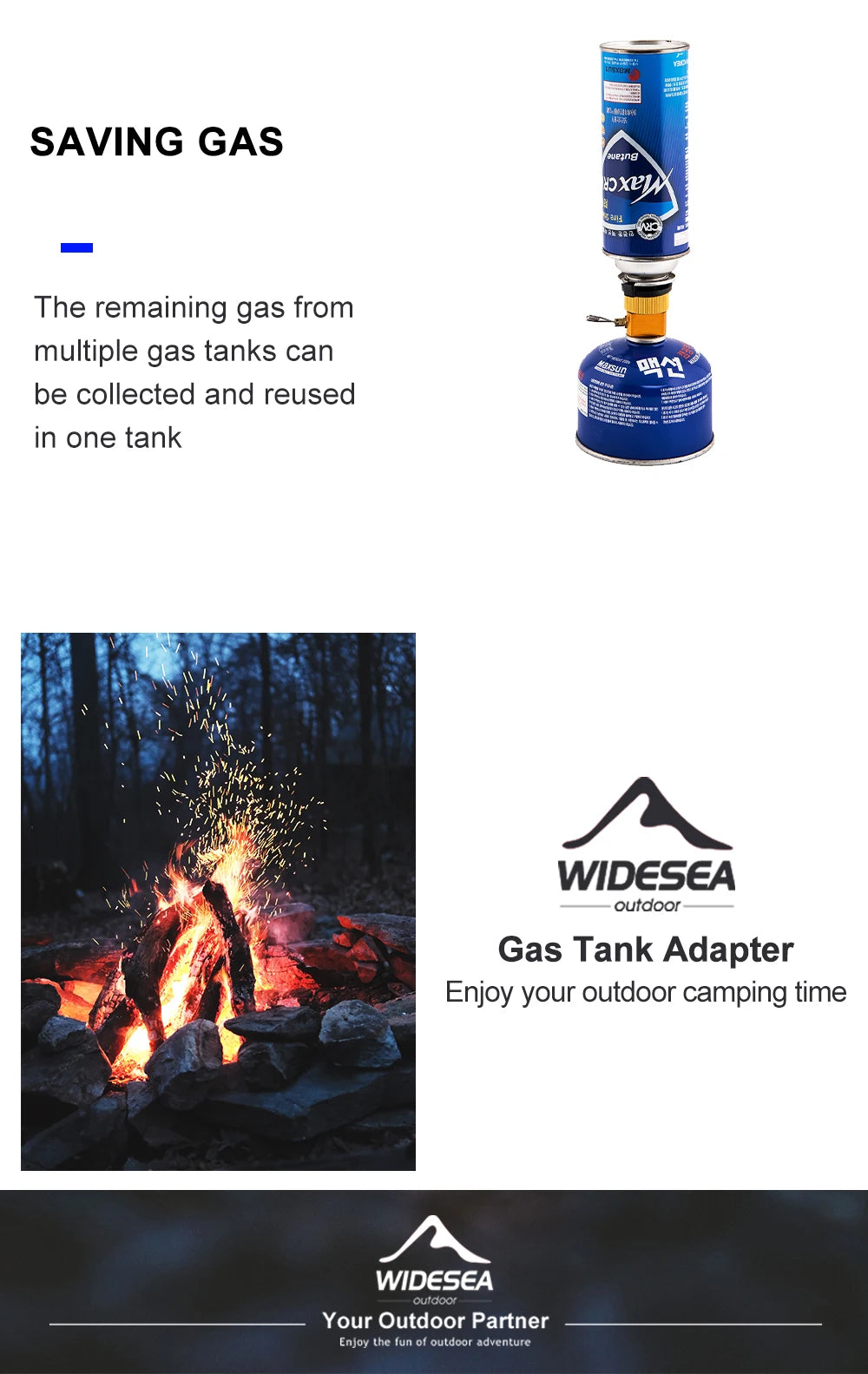 Widesea Camping Stove Propane Refill Adapter Gas Burner Gas Filling Butane Cylinder Tank LPG Saver Camping Equipment