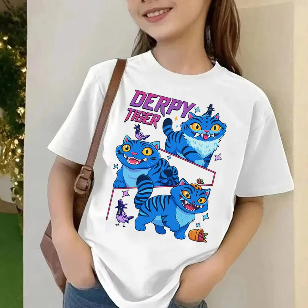 Movie KPop Demon Hunters T-shirt Summer Short Sleeve Tee for Children Casual Loose Girl Boy Graphic Printed Tops