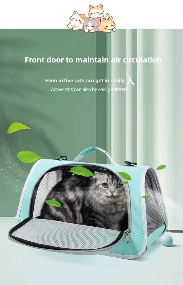 Breathable I YAN pet carrier handbag for cats and small dogs, ideal for travel and outings, with a single shoulder strap.