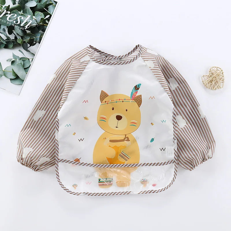 Waterproof Full Sleeve Baby Bibs Children Apron Long Sleeve Feeding Smock Kids Eating Breastplate Infant Scarf Clothing