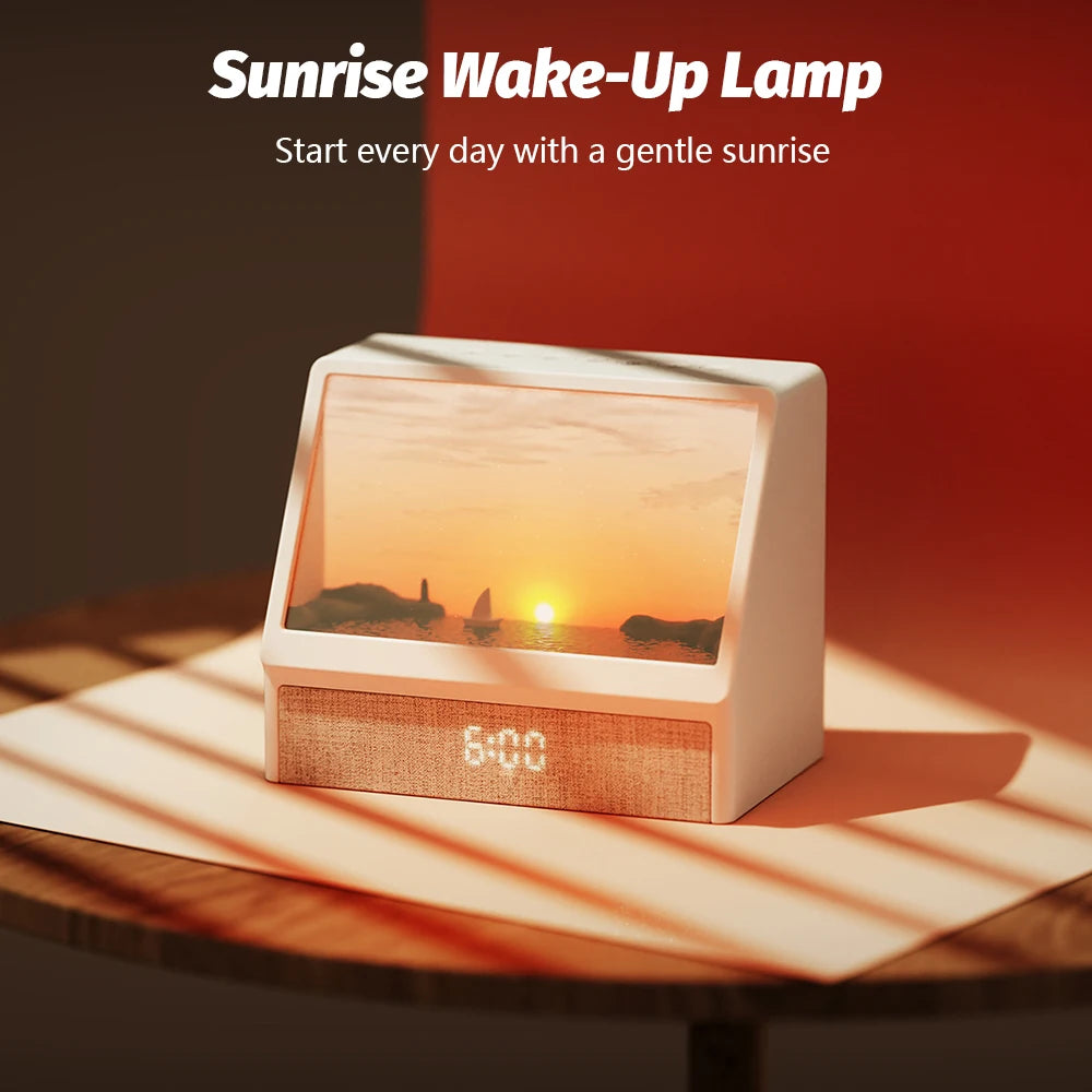 Sunrise Alarm Clock Wake Up Night Light Bluetooth Table Decoration Lamp With Remote Control 5 Levels Brightness Atmosphere Light