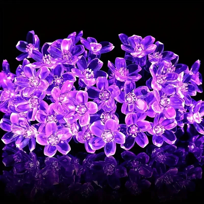 Solar PURPLE/BLUE/WARM/COLOR Cherry Blossom Garden Blossom Lights Garlands String Lights Solar Outdoor Waterproof Christma Deco
