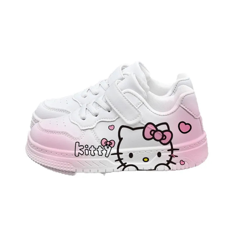 New Hello Kitty Girls Low Top White Sneakers Cute Cartoon Casual Shoes Fashion Canvas Shoes For School Kids Wholesale