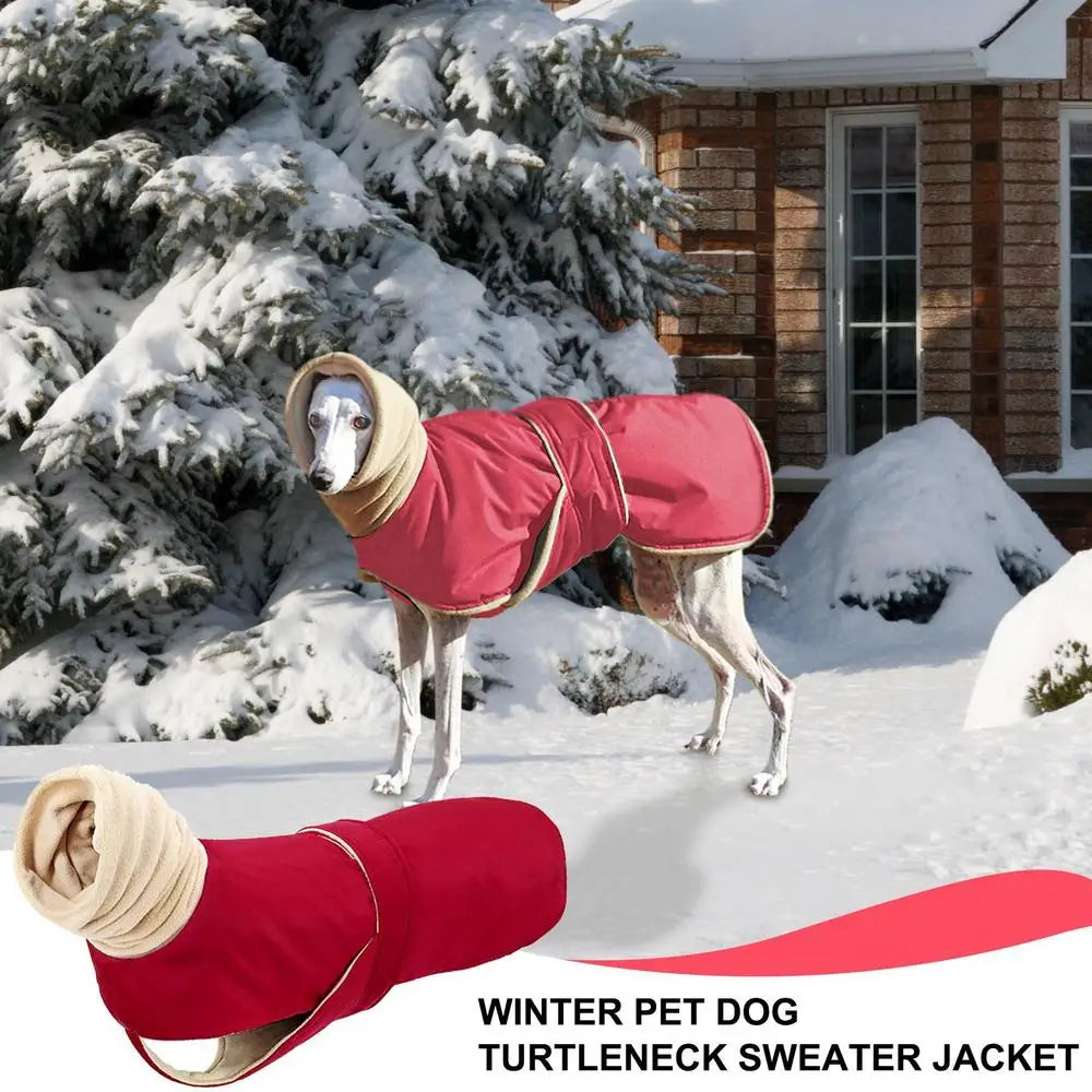 I YAN waterproof dog turtleneck sweater with thick thermal fabric, perfect for cold weather, featuring a cozy pullover design.
