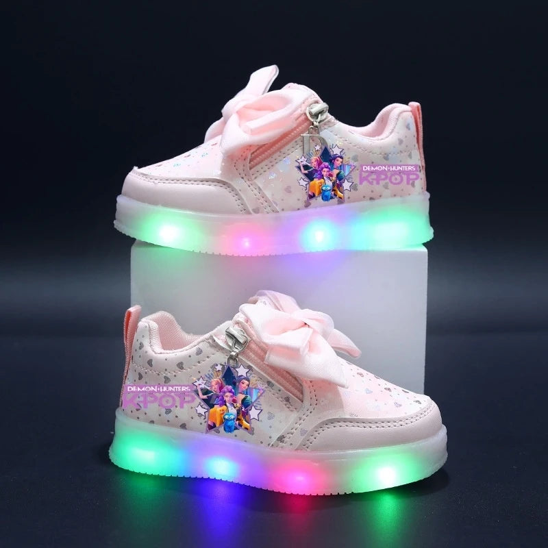 Hot Kpop Demon Hunter Children Led Shoes Boys Girls Lighted Sneakers Glowing Shoes Kid Sneakers With Luminous Sole Running Shoes