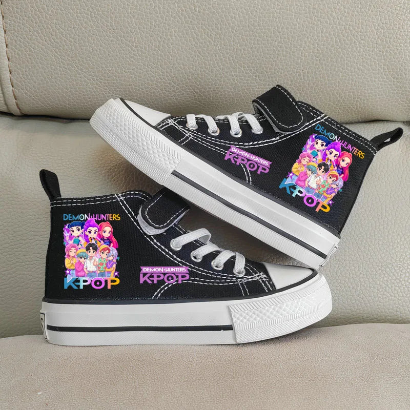 Children Casual Sneakers Girls' High-Top Canvas Shoes KPop Demon Hunters New Student Running Kids basket Shoes Rumi Tennis Shoes