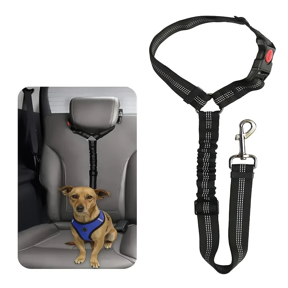 Elastic and retractable I YAN dog car seat belt leash with adjustable, non-slip features for secure pet walks.