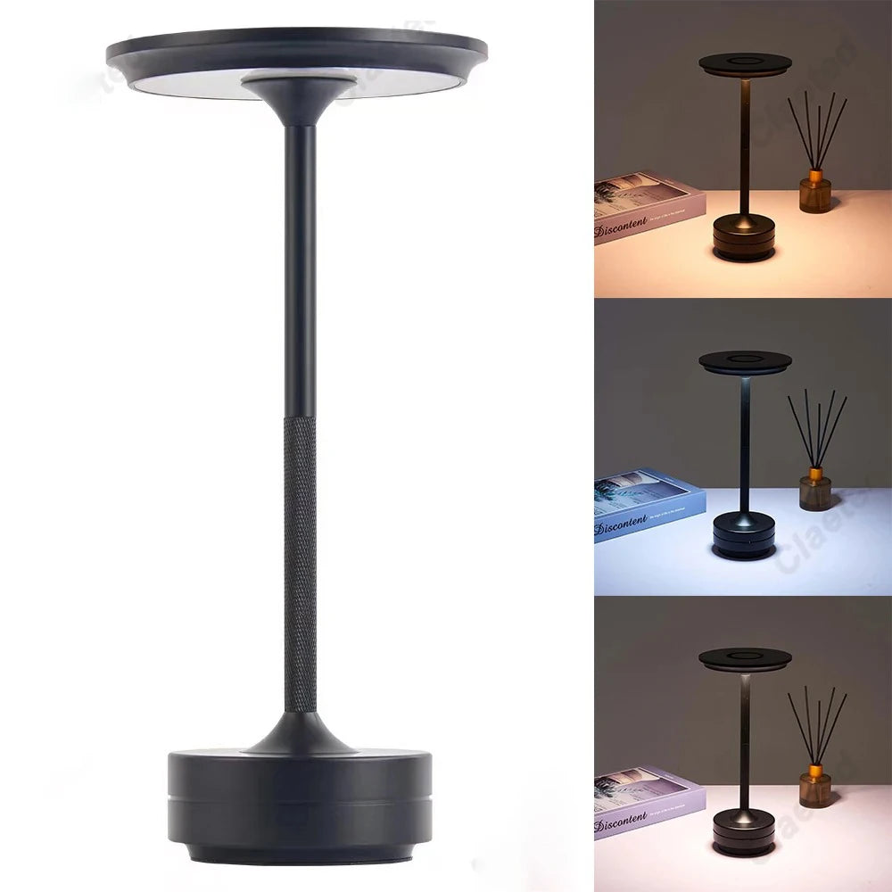 Rechargeable wireless LED touch sensor table lamp by I YAN, ideal for night reading and bedroom decor.