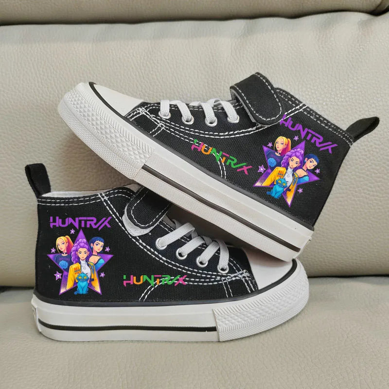 Children Casual Sneakers Girls' High-Top Canvas Shoes KPop Demon Hunters New Student Running Kids basket Shoes Rumi Tennis Shoes