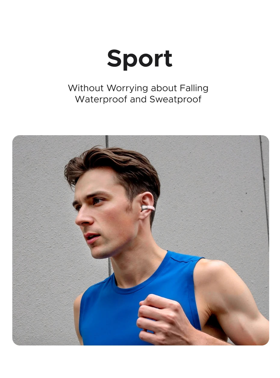 UGREEN Open Ear Clip Wireless Earbuds Bluetooth Sports Earphones Headphones in Mic with Earhooks & Ear Hook