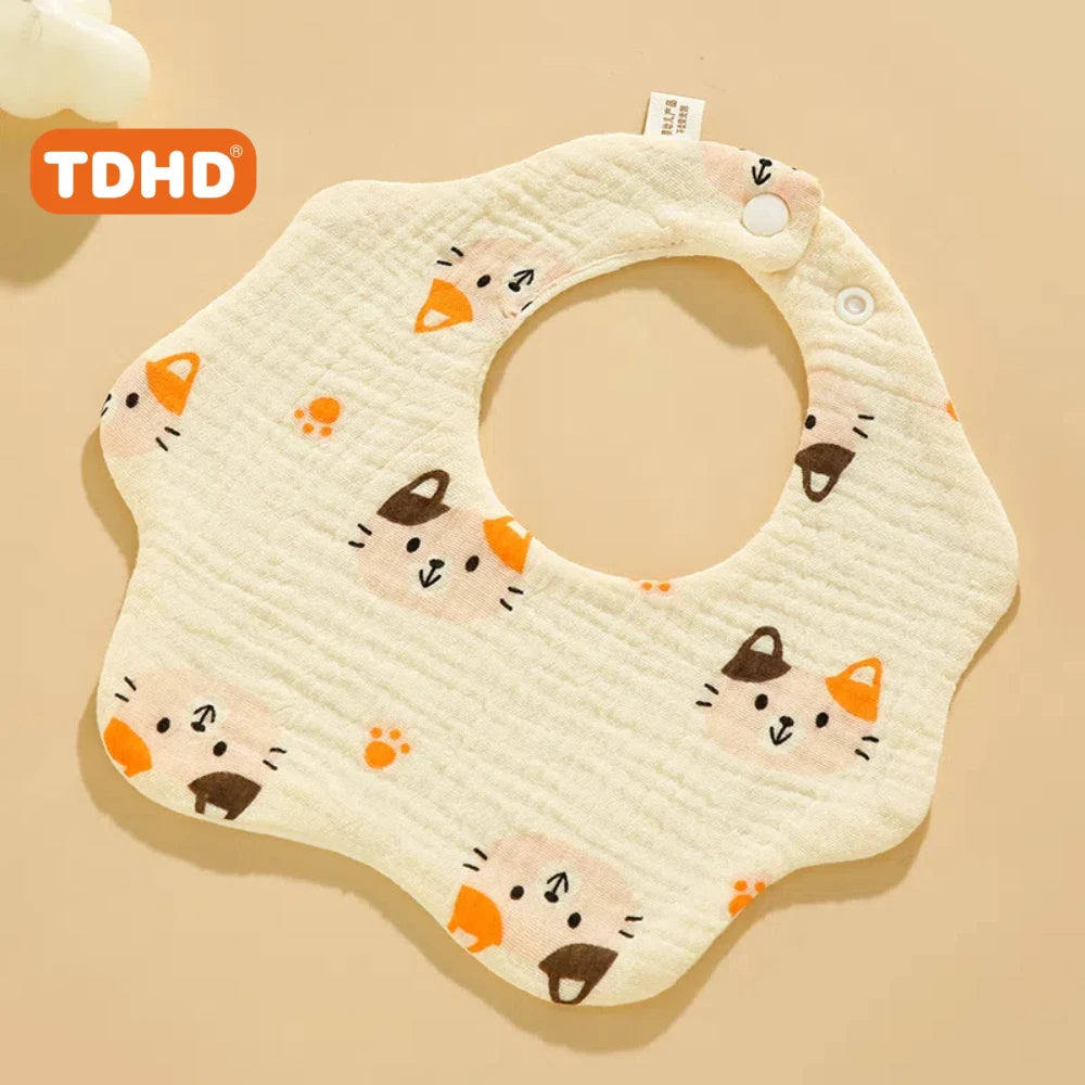 TDHD 3PCS Cotton Gauze Baby Feeding Bibs Summer Soft Petal Baby Printed Drooling Towel Newborn Toddler Baby Burp Cloth Children'