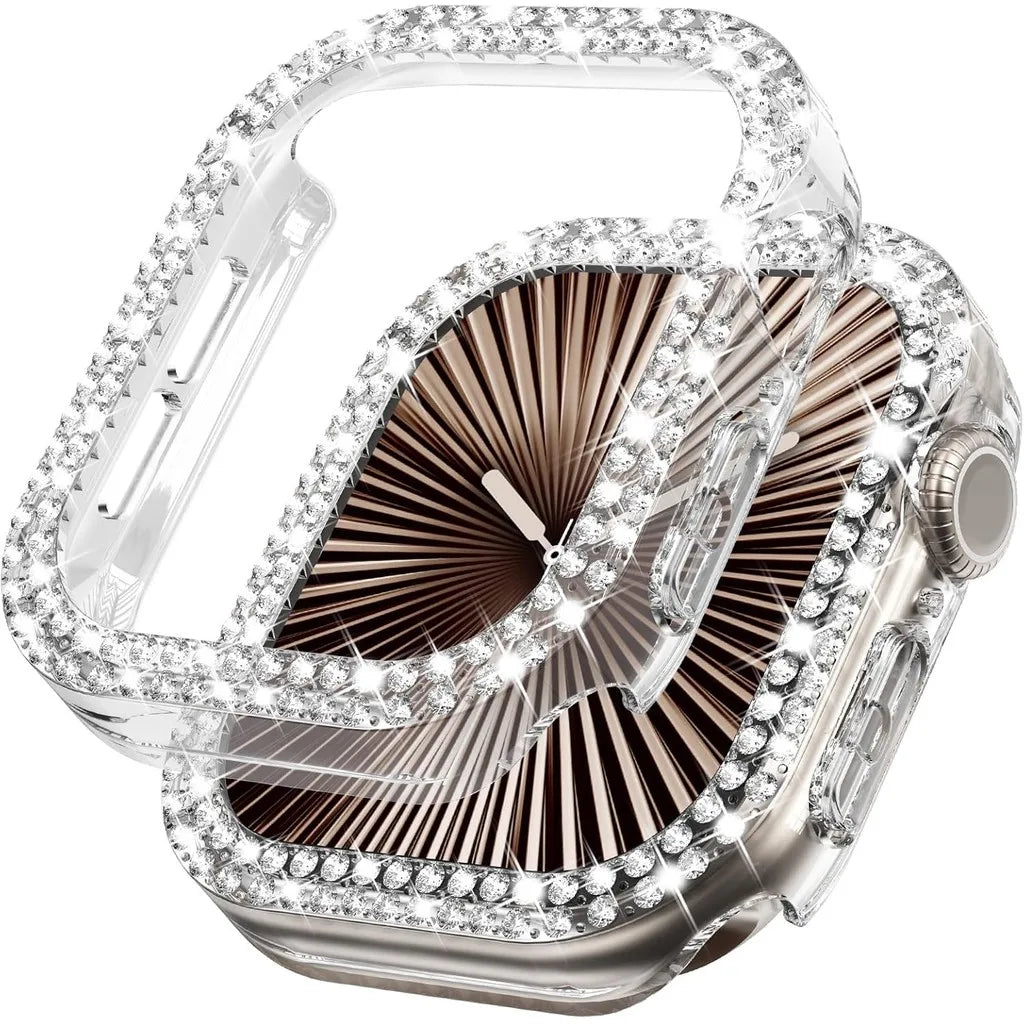 Bling Diamond Hollow Case for Apple Watch 46mm 42mm 40mm 41/44/45/49/41mm for iWatch Series 11 10 9 8 7 6 5 4 3 Protector Cover - I YAN