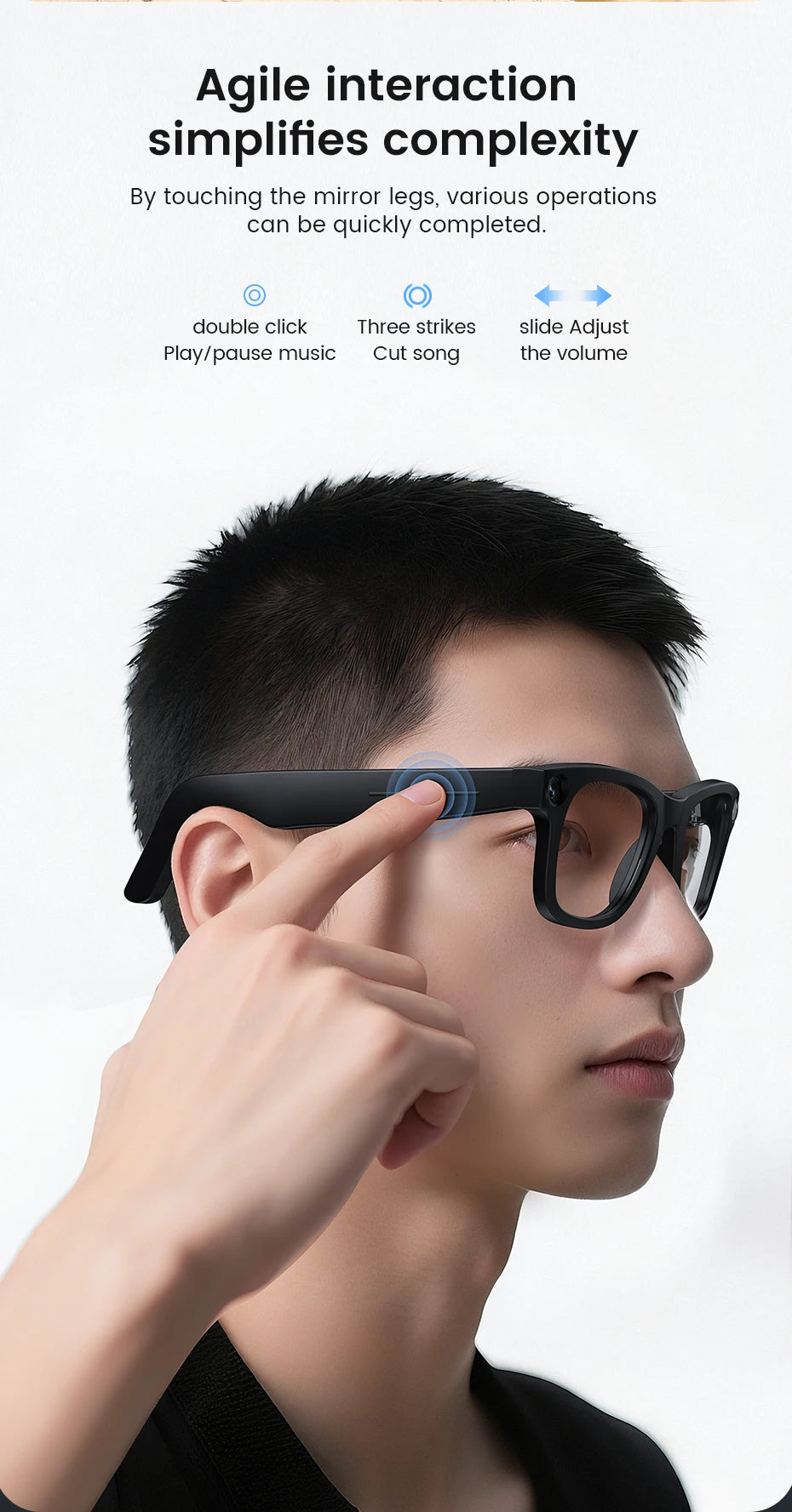 2026 Smart Glasses HD Photo Video OpenAI Record Translation Touch Photochromic Lenses Bluetooth Call Music Multifunction Glasses