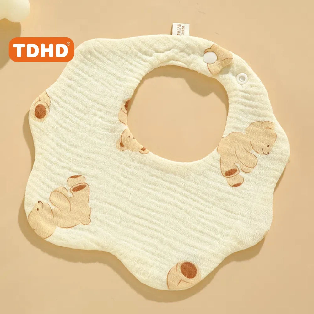 TDHD 3PCS Cotton Gauze Baby Feeding Bibs Summer Soft Petal Baby Printed Drooling Towel Newborn Toddler Baby Burp Cloth Children'