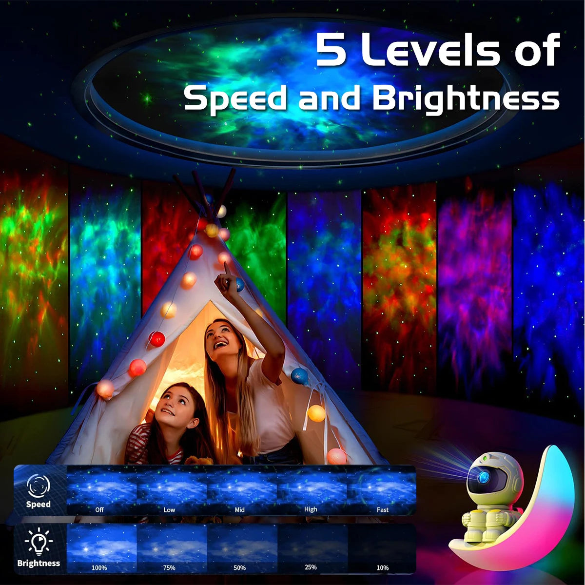 Astronaut Galaxy Projector Moon Night Light Star Ceiling Projector Galaxy Light with Timer and Remote Starry Nebula LED Lamp