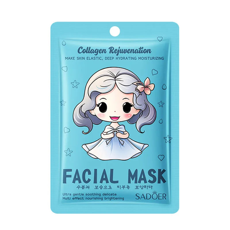 10pcs SADOER Hyaluronic Acid Collagen Face Mask Facial Skincare Moisturizing Hydrating Facial Masks Korean Skin Care Cosmetics