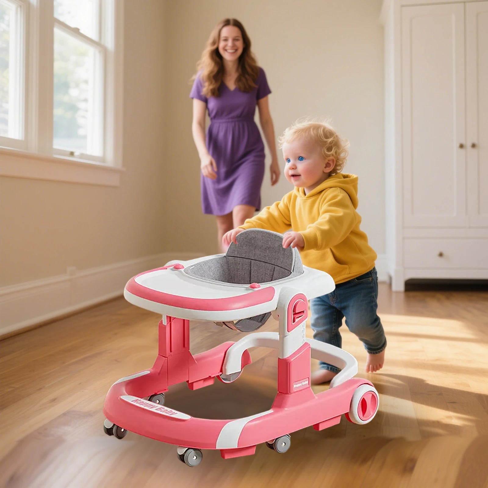 I YAN 5-in-1 baby infant walker with learning toy, anti-rollover design, multifunctional, without battery, suitable for infants.