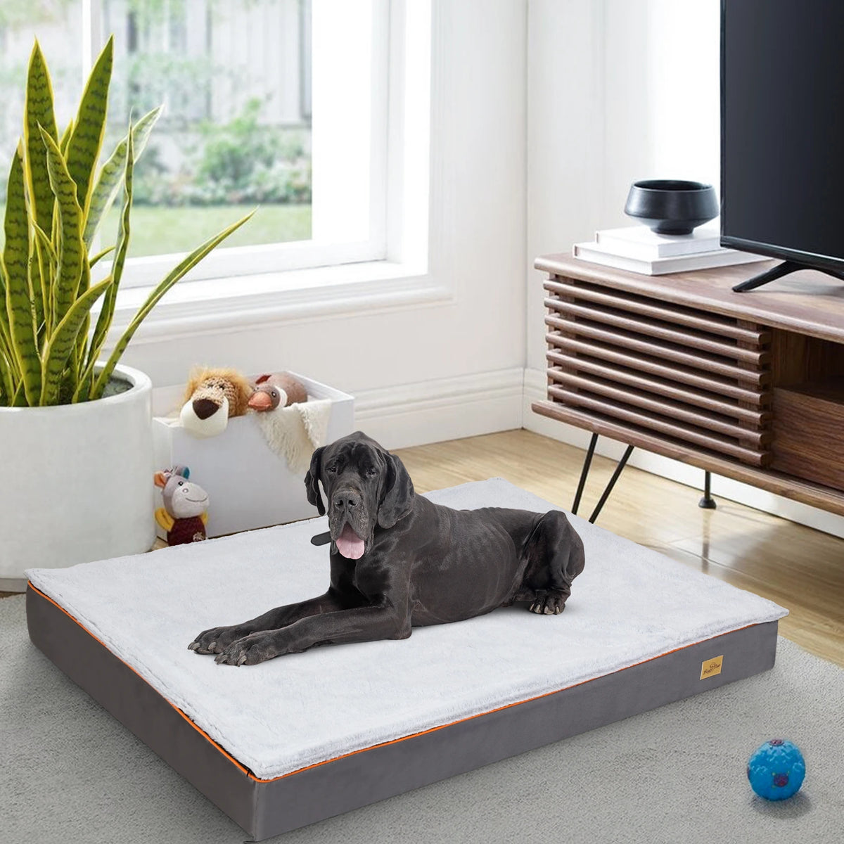 Large I YAN orthopedic dog bed with padded foam cushion and washable cover, ideal for comfortable pets.
