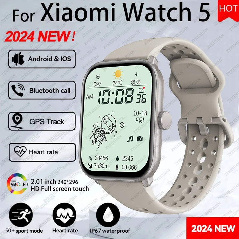 Watch 5 Global Version Men Women AMOLED Screen Always Show Time Heart Rate Bluetooth Call GPS Track Waterproof Sports Smartwatch