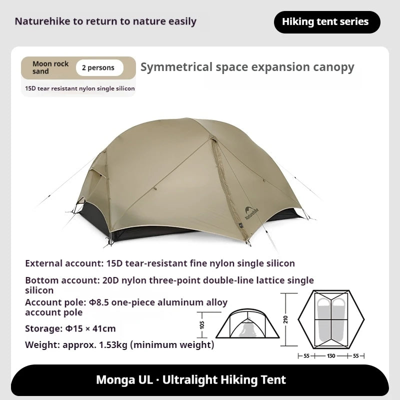 Naturehike 2025 Mongar UL Camping Tent 1-2 People 15D Nylon 3 Season Tent Waterproof Ultralight Portable Outdoor Tent With Mat
