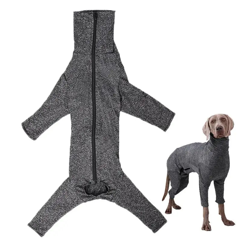 I YAN dog recovery suit, calming anti-shedding shirt with four legs, soft winter pullover for dog grooming and shedding prevention.