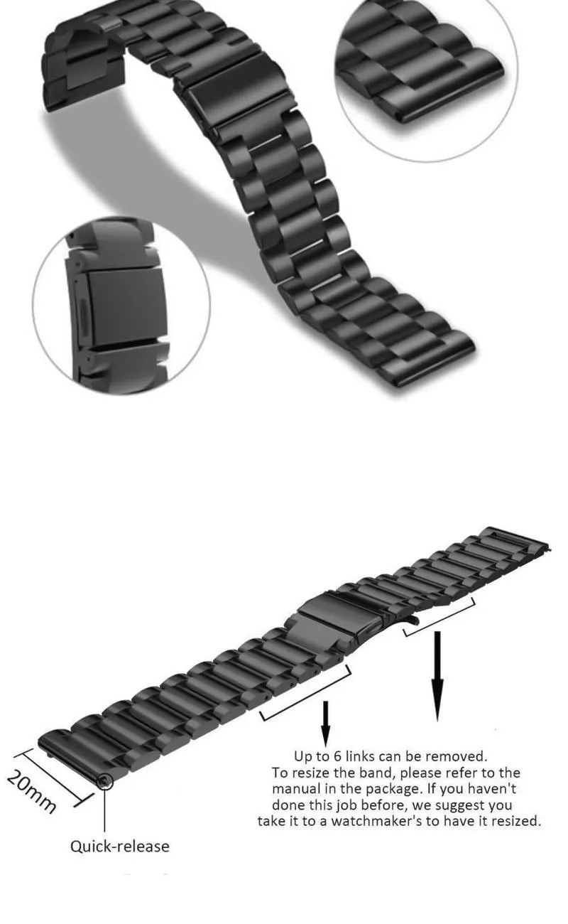 20mm 22mm WatchBand For Amazfit Active/GTS 2/3/4 Mini Strap GTR 2/3/4 42 47mm stainless steel Bracelet For Amazfit Bip 3 5 Band