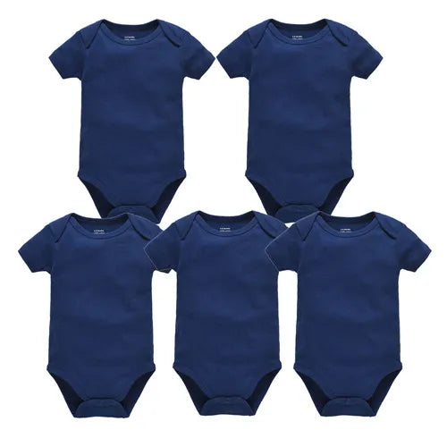 Kavkas 3 or 5-piece set of white cotton baby bodysuits for boys and girls, short sleeve, suitable for newborns to 24 months by I YAN