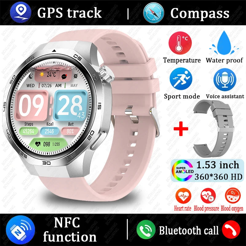 New GT5 Pro Smart Watch Men AMOLED HD Screen GPS NFC Heart Rate Bluetooth Call Watch 5 MAX IP68 Waterproof SmartWatch Man