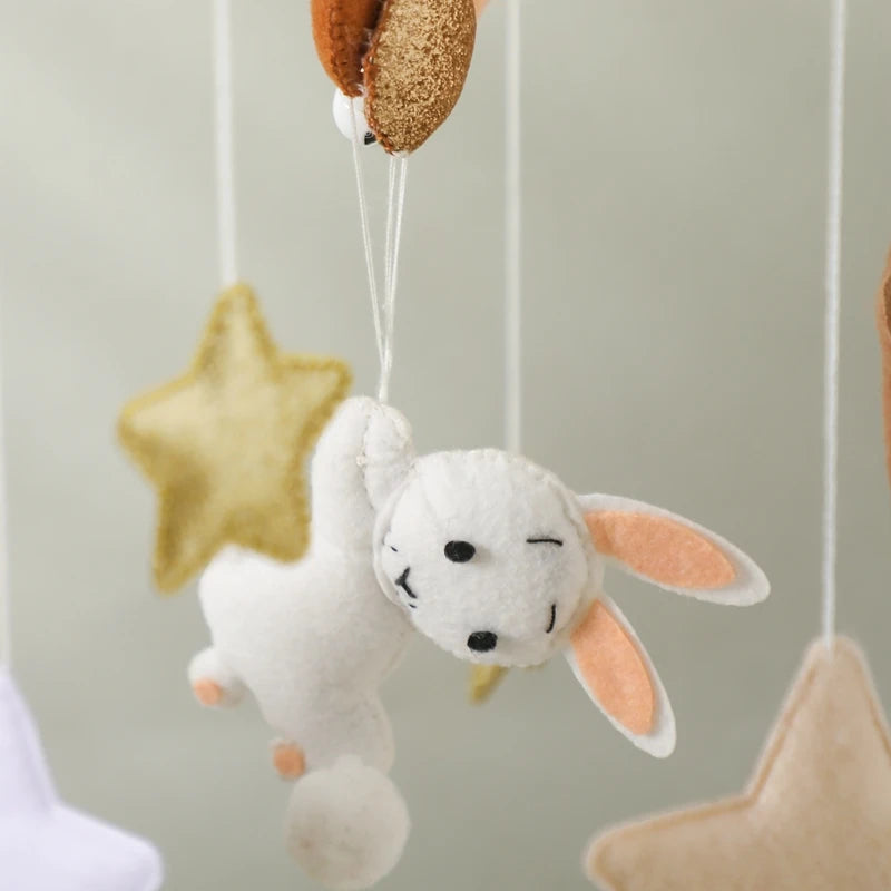 Hot Air Balloon Wooden Baby Crib Mobile – Musical Bed Bell & Rattles for Newborns 0–12M - I YAN