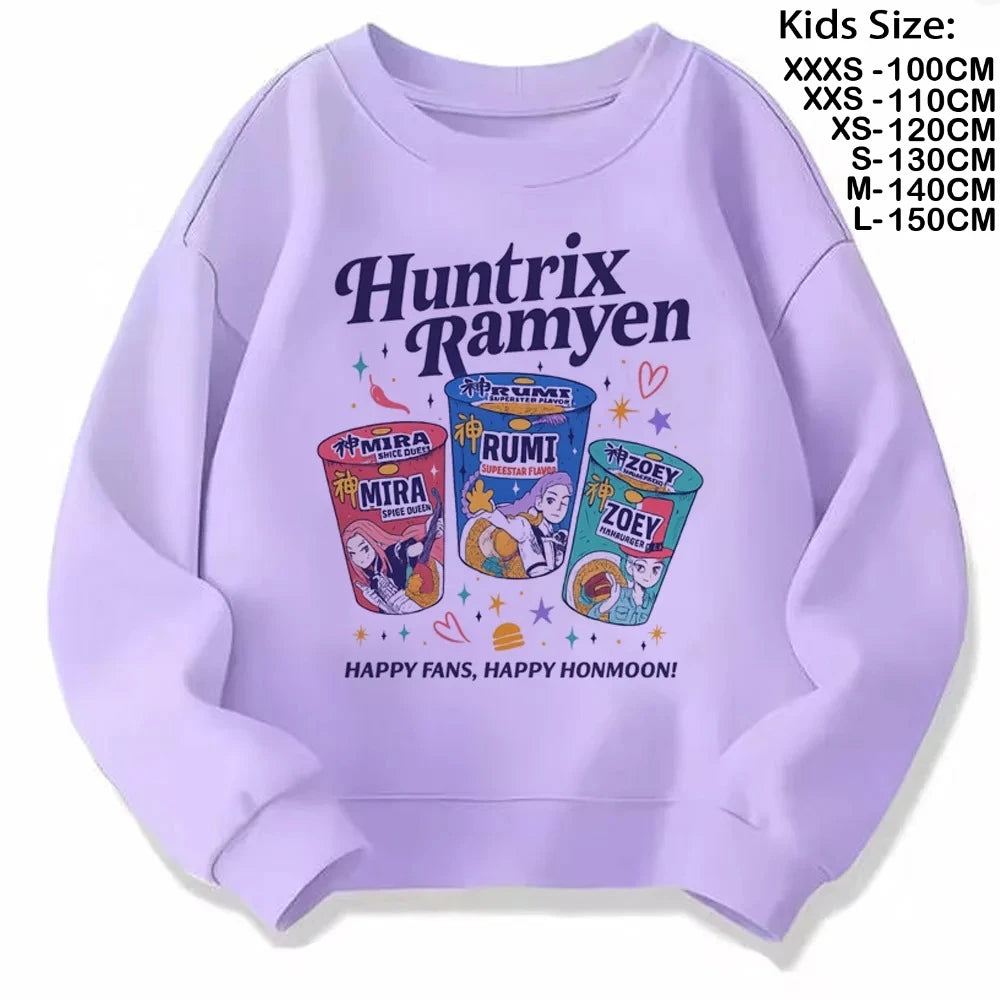 Movie Fans Gift Hoodie Girls Kids Huntrix Kpop Demon Hunters Children's Sweatshirt Cute Tiger Harajuku Hoody for Boys Girls